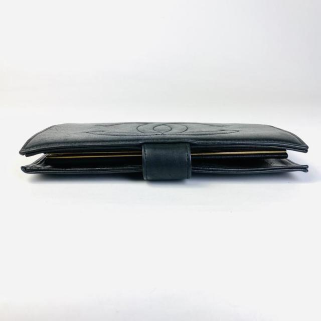 CHANEL シャネル ココマーク 二つ折り財布 ブラック ブラック 【中古