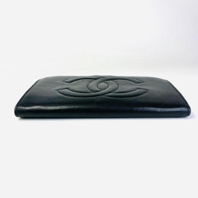 CHANEL シャネル ココマーク 二つ折り財布 ブラック ブラック 【中古