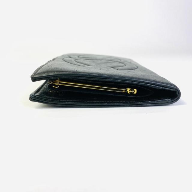 CHANEL シャネル ココマーク 二つ折り財布 ブラック ブラック 【中古