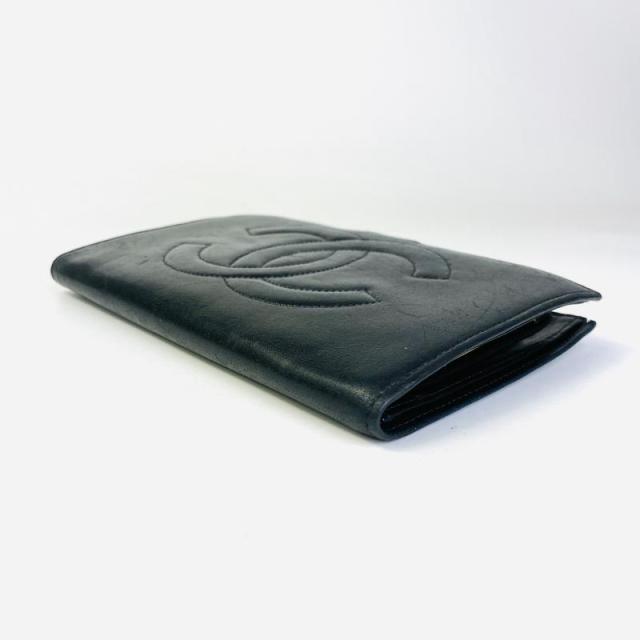 CHANEL ココマーク二つ折り財布 ブラック CHANEL シャネル ココマーク キャビアスキン レザー 二つ折り財布