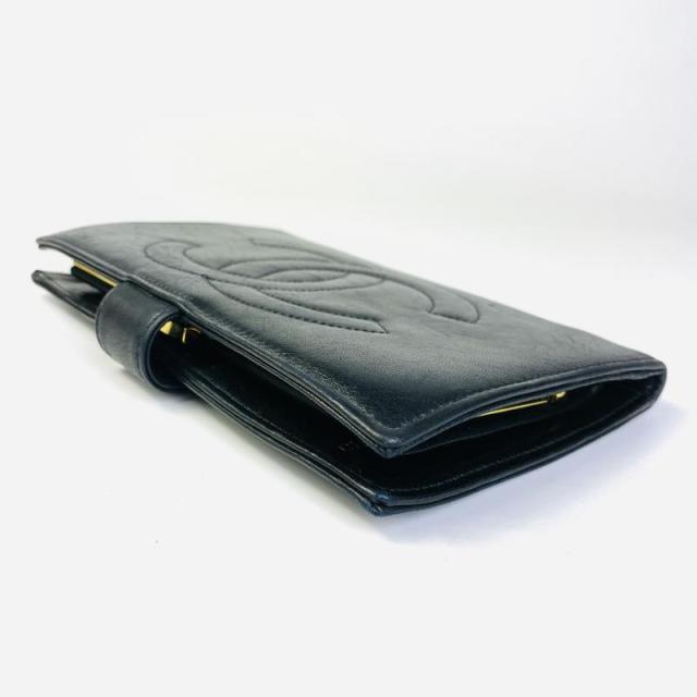 CHANEL シャネル ココマーク 二つ折り財布 ブラック ブラック 【中古