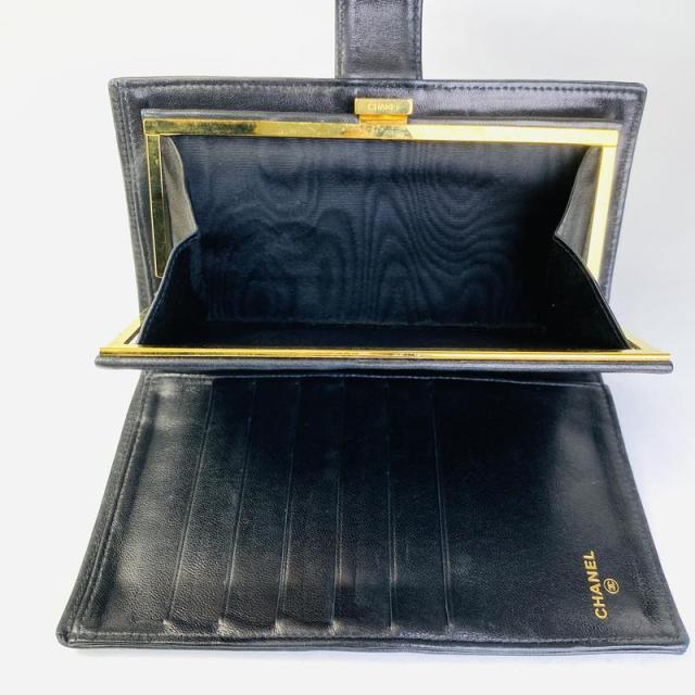 CHANEL シャネル ココマーク 二つ折り財布 ブラック ブラック 【中古