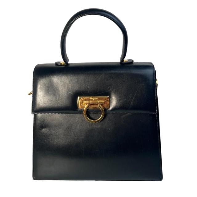 Ferragamo フェラガモ  ハンドバッグ レザー ブラック 【中古】 レディース