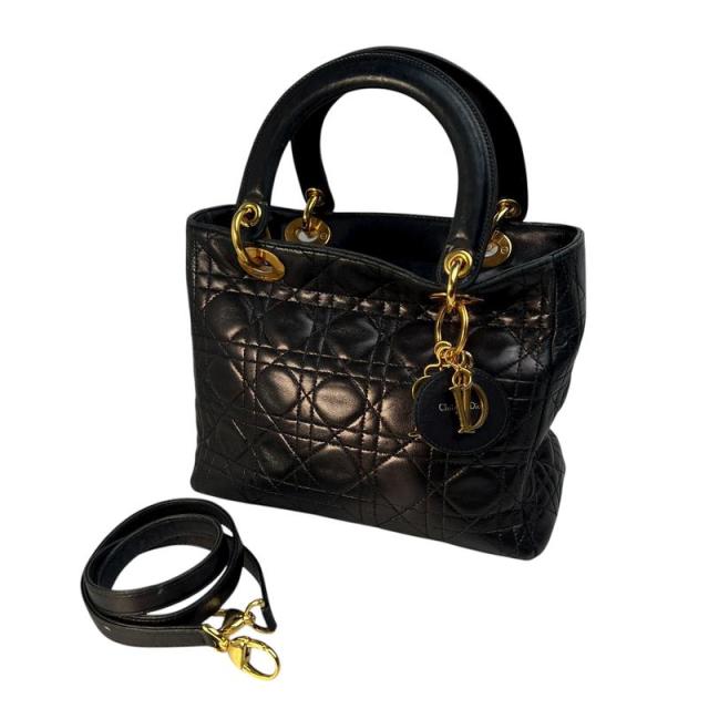 Dior ディオール  ハンドバッグ レザー ブラック 【中古】 レディース