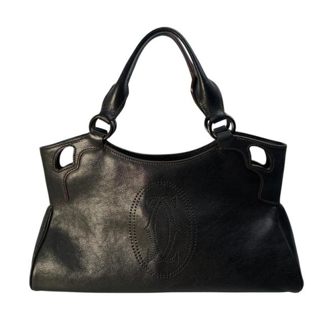 CARTIER カルティエ  ハンドバッグ レザー ブラック 【中古】 レディース