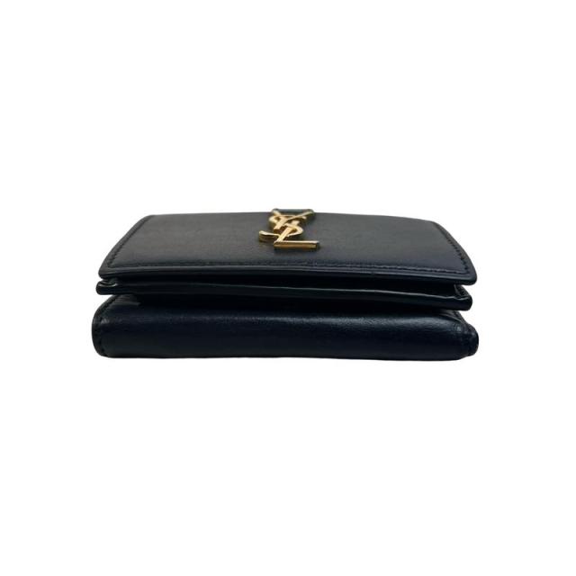 SAINT LAURENT サンローラン 三つ折り財布 レザー ブラック 【中古
