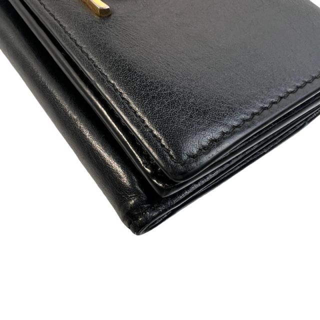 SAINT LAURENT サンローラン 三つ折り財布 レザー ブラック 【中古