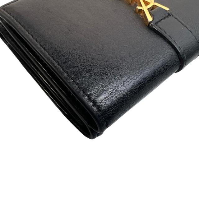 SAINT LAURENT サンローラン 三つ折り財布 レザー ブラック 【中古