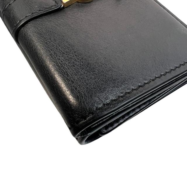 SAINT LAURENT サンローラン 三つ折り財布 レザー ブラック 【中古