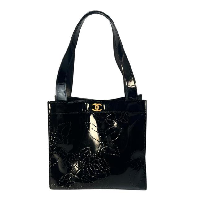 CHANEL シャネル ココマーク ハンドバッグ パテントレザー ブラック