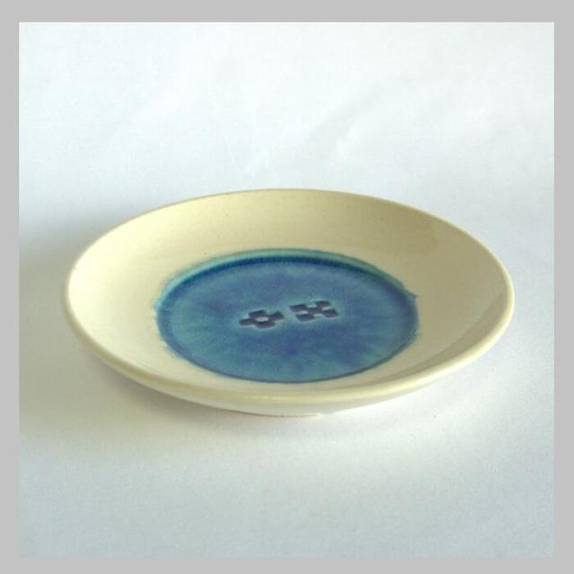川平焼凜火 （りんか） 八重山諸島伝統のミンサー柄皿 サイズ（幅約14.7cm）×2 合計2枚 TS-156