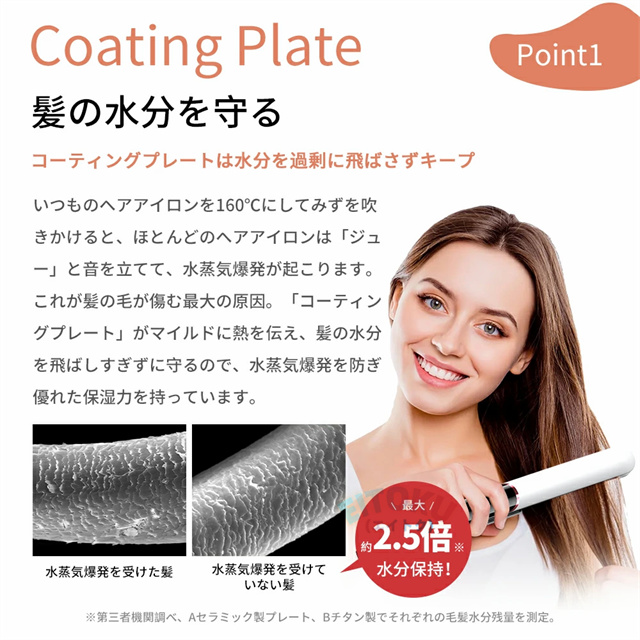 ヘアアイロン ストレート カール 両用 軽量 マイナスイオン 急速加熱