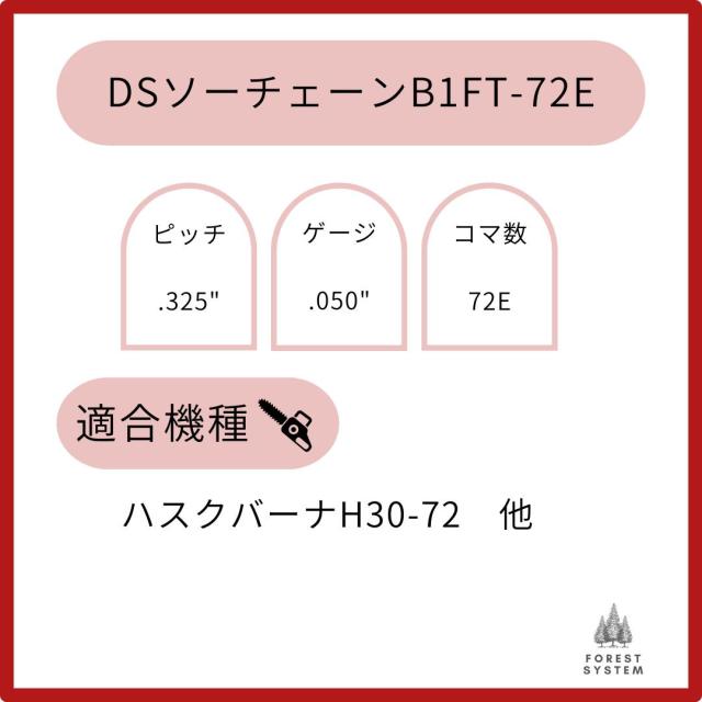 高品質 DSソーチェーン B1FT-72E オレゴン20BPXー72E対応 オレゴン95TXLー72E対応 チェーンソー替刃 ハスクバーナH30-72E対応 20BPX72E 95TXL72E 1本入/3本入/5本入/10本入 替刃