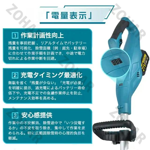電動除雪機 除雪機 充電式 コードレス除雪機 雪かき 家庭用 電動 3.0AH 21V バッテリー充電器 除雪幅30cm 除雪器具 電動除雪スコップ ショベル 雪かき機 小型 除雪用品 シャベル 軽量 便利 雪かき用 スコップ 雪飛ばし 投雪 道具 パワフル 玄関先 庭 通路 駐車場 手押し_7