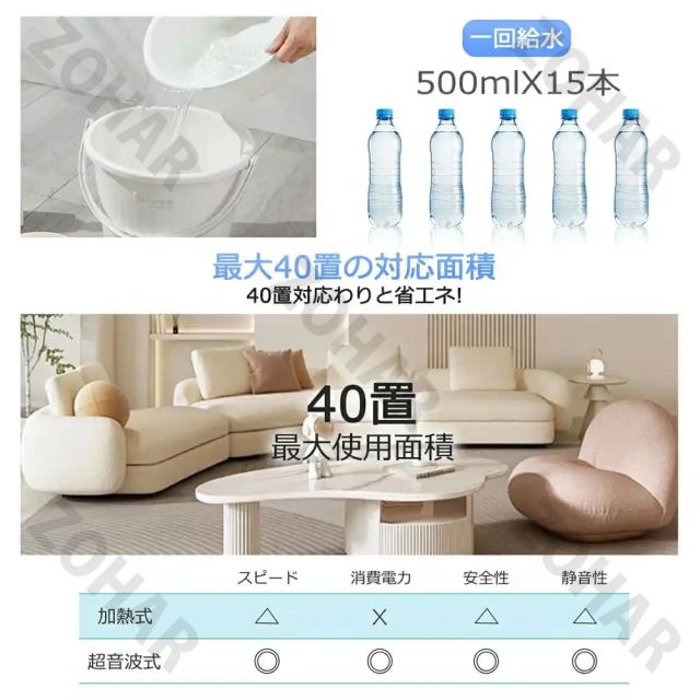 加湿器 スチーム式 超音波 大容量 8L おしゃれ 空気清浄機 UVライト付き 除菌 湿度センサー タワー型加湿器 自動湿度調節 3段階調節 40畳 静音 節電 省エネ オフィス 部屋 タイマー 業務用 家庭用 リモコン付き 上から給水 お手入れ簡単 空焚き防止_8