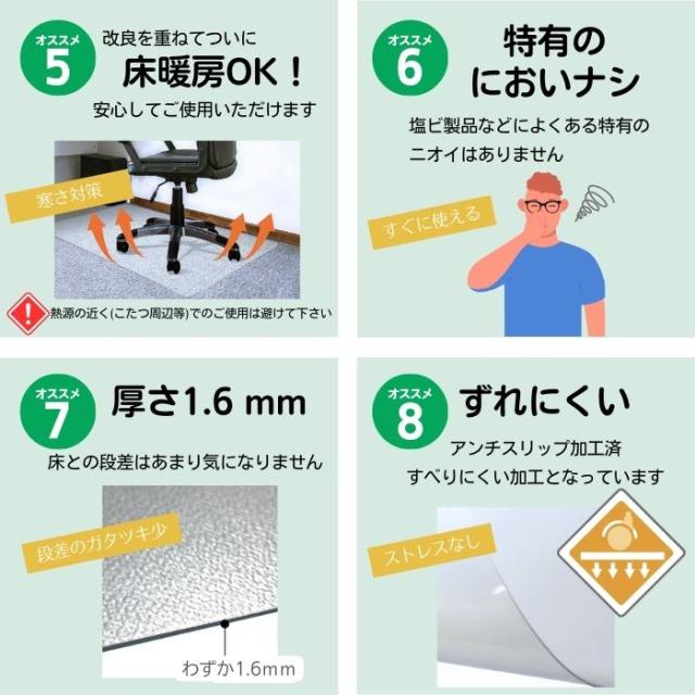 FLOORTEX フロアテックス 【折りたたみ式】ポリプロピレン製 チェアマット 【ハードフロア 用】【117×145cm】FTXECCMFLLA0004 おしゃれ オフィス リモートワーク 椅子 床保護 マット_8