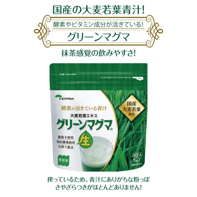グリーンマグマ 170g 3袋セット 青汁 大麦若葉 生しぼり 酵素 ビタミン ミネラル アミノ酸 ポリフェノール 無添加 農薬不使用 健康 おいしい 国産 GMP認定 健康食品 健康補助食品 日本薬品開発 ,_1