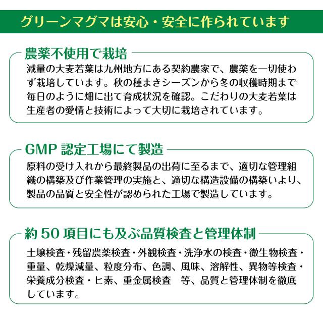 グリーンマグマ 170g 3袋セット 青汁 大麦若葉 生しぼり 酵素 ビタミン ミネラル アミノ酸 ポリフェノール 無添加 農薬不使用 健康 おいしい 国産 GMP認定 健康食品 健康補助食品 日本薬品開発 ,_7