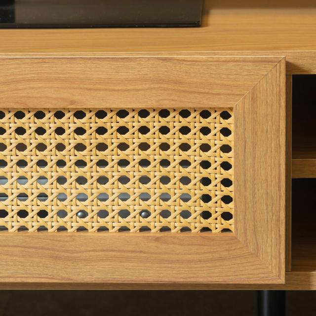 ナチュラルなラタン風素材が特徴のテレビ台＜120ローボード　マルシェ＞ 収納 お掃除ロボット対応 ラタン風素材使用 大人っぽい雰囲気 送料無料_8