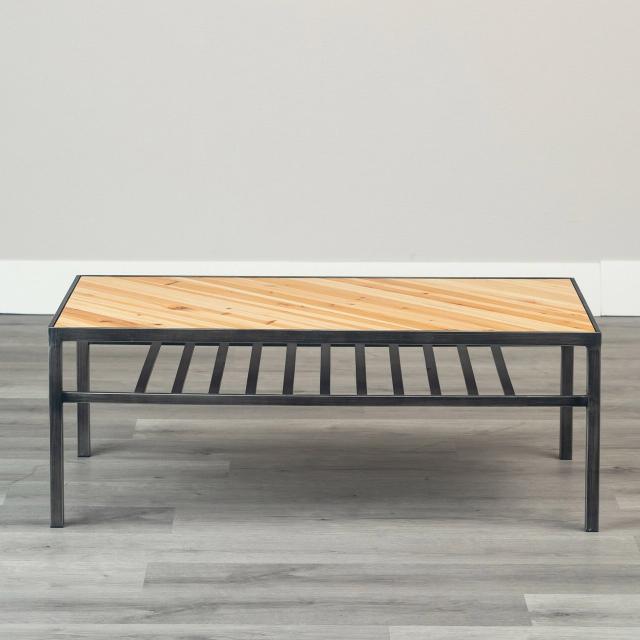 ヴィンテージ風質感のアイアン×天然木センターテーブル＜トリニティ＞ 幅105×高さ39×奥行き55cm アイアンフレーム 天然木 カフェ風インテリア 送料無料_3