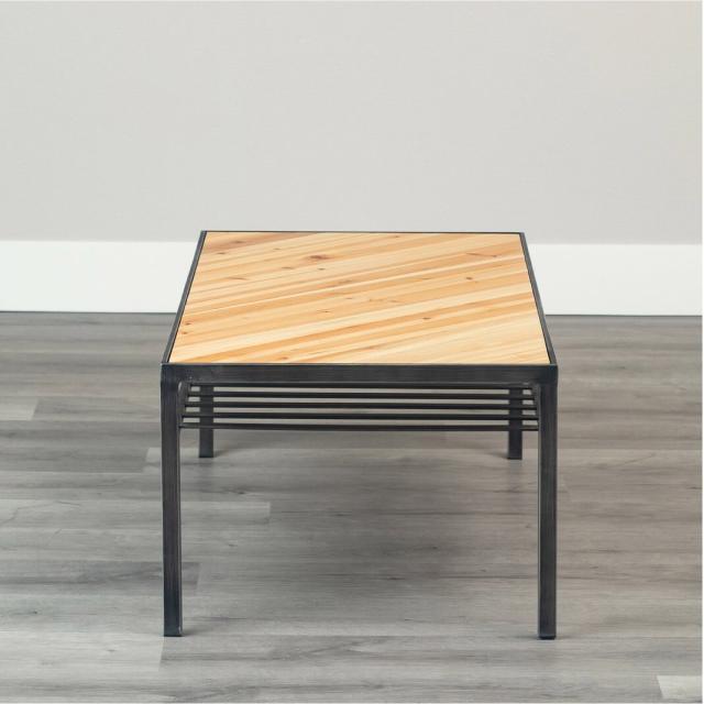 ヴィンテージ風質感のアイアン×天然木センターテーブル＜トリニティ＞ 幅105×高さ39×奥行き55cm アイアンフレーム 天然木 カフェ風インテリア 送料無料_4