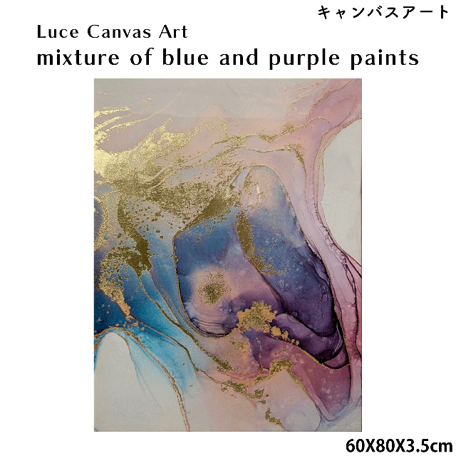 ルーチェ キャンバスアート Luce Canvas Art mixture of blue and purple paints 60X80X3.5cm インテリア 額入り アート 抽象画 リビング 寝室 店舗ディスプレイ 玄関 プレゼント 飾る 壁掛け 絵 送料無料