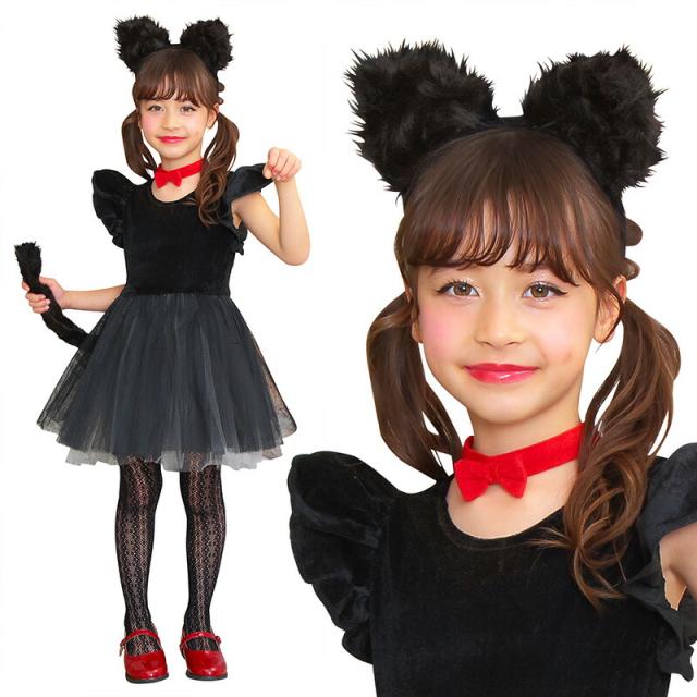 【レビュー特典】プティシャノワール キッズ ■ ハロウィン コスプレ かわいい 可愛い キュート キャット 猫耳 黒猫 ネコ ねこ 【100cm/120cm/140cm】女の子 子供用 子ども用 こども 衣装 仮装 コーデ コスチューム ハロウィーン 文化祭 演劇 イベント 子供サイズ キッズ衣装 子供用コスチューム