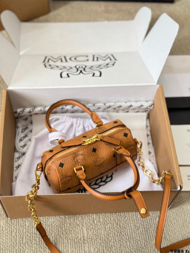 MCM ミニボストンバッグ MCM ミニボストンバッグ ヴィセトス ブラウン