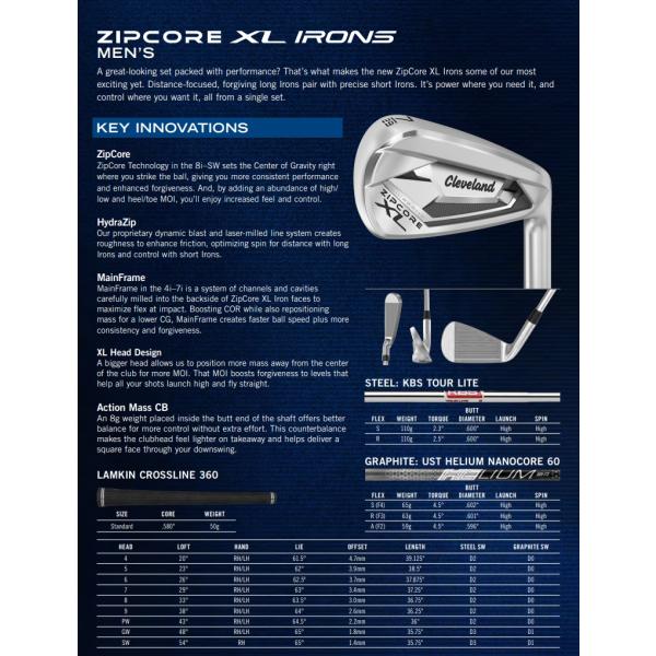 レフティモデル Cleveland Golf ZipCore XL Iron クリーブランドゴルフ ジップコア XL アイアン 6本セット メーカーカスタムシャフトモデル レフティモデル Cleveland Golf ZipCore XL Iron クリーブランドゴルフ