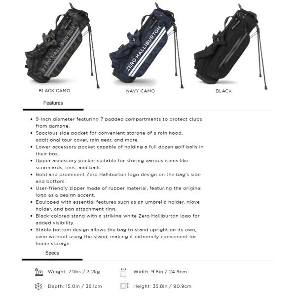 Zero Halliburton ZH Stand Bag ゼロハリバートン ZH スタンドバッグ