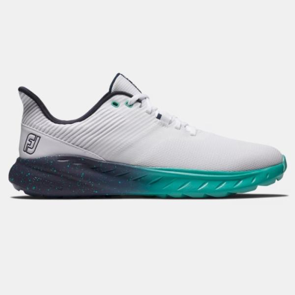 FootJoy FJ Flex Aurora Golf Shoes White / Indigo / Lagoon フットジョイ FJ フレックス オーロラ ゴルフ シューズ 56291