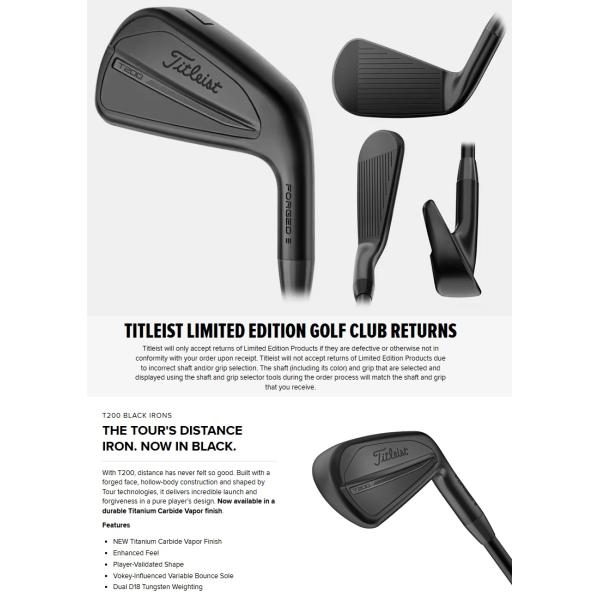 限定ブラックモデル タイトリスト T200アイアンセット 2021年モデル Titleist タイトリスト T200(2021) 5S アイアンセット IR フレックス