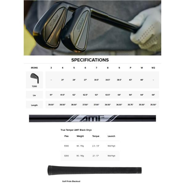 限定ブラックモデル タイトリスト T200アイアンセット 2021年モデル T-Series 右用 2025 タイトリスト T200 ブラック アイアン 単品 W (48