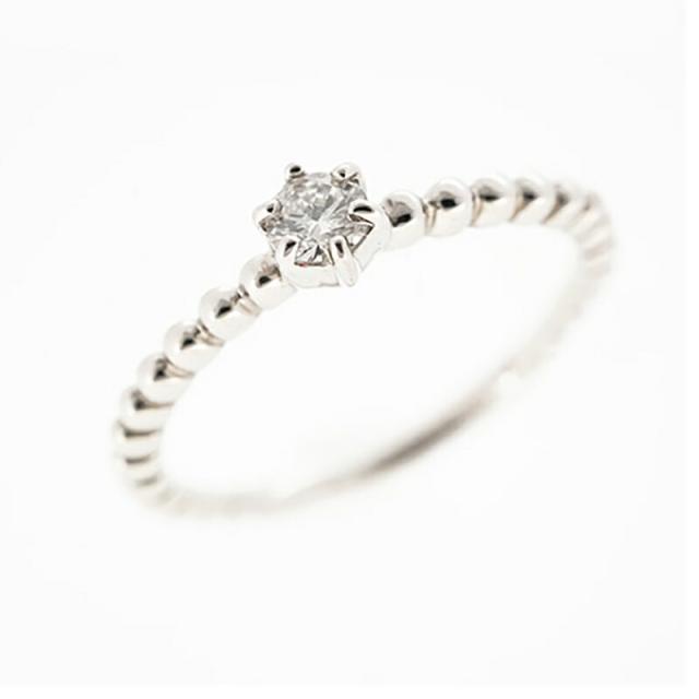 【jt076】 リング 一粒ダイヤ Pt950 プラチナ ダイヤモンド 0.05ct 10号 未使用【中古】レディース