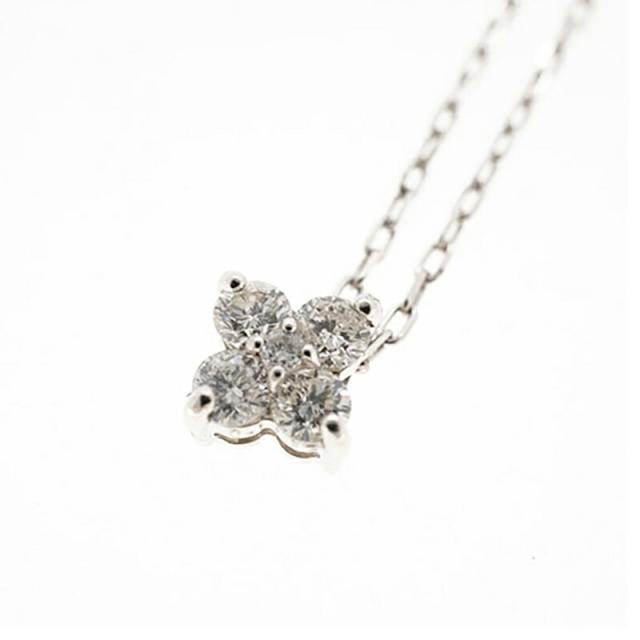 【jt086】 ネックレス フラワーモチーフ Pt950 プラチナ ダイヤモンド 0.17ct 未使用【中古】レディース