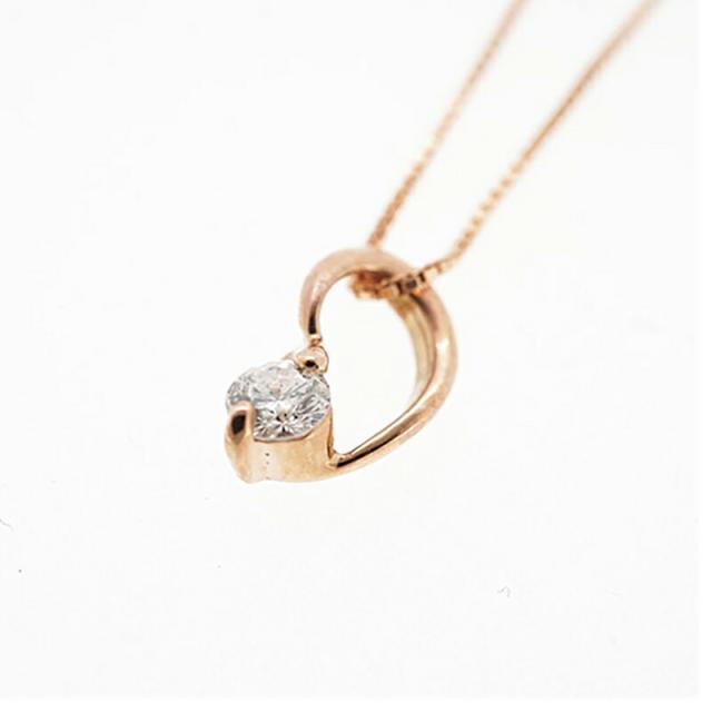 【ju104】 ネックレス 一粒ダイヤ K10PG ピンクゴールド ダイヤモンド 0.07ct 未使用【中古】レディース