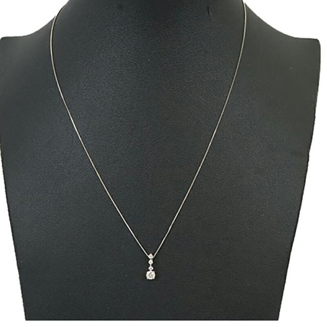 【ju128】 ネックレス 三連ダイヤ Pt850 プラチナ ダイヤモンド 0.361ct 未使用【中古】レディース