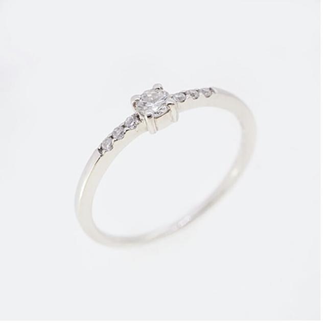 【jv414】 リング Pt950 プラチナ ダイヤモンド 0.12ct 10号 未使用【中古】レディース