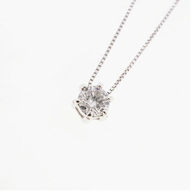【jv496】 ネックレス 一粒ダイヤ K10WG ホワイトゴールド ダイヤモンド 0.2ct 未使用【中古】レディース