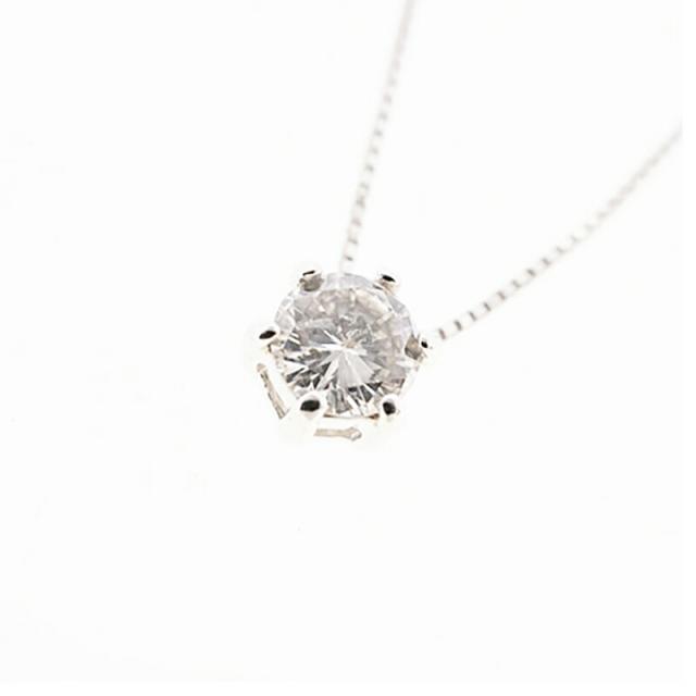 【jv501】 ネックレス 一粒ダイヤ K10WG ホワイトゴールド ダイヤモンド 0.2ct 未使用【中古】レディース