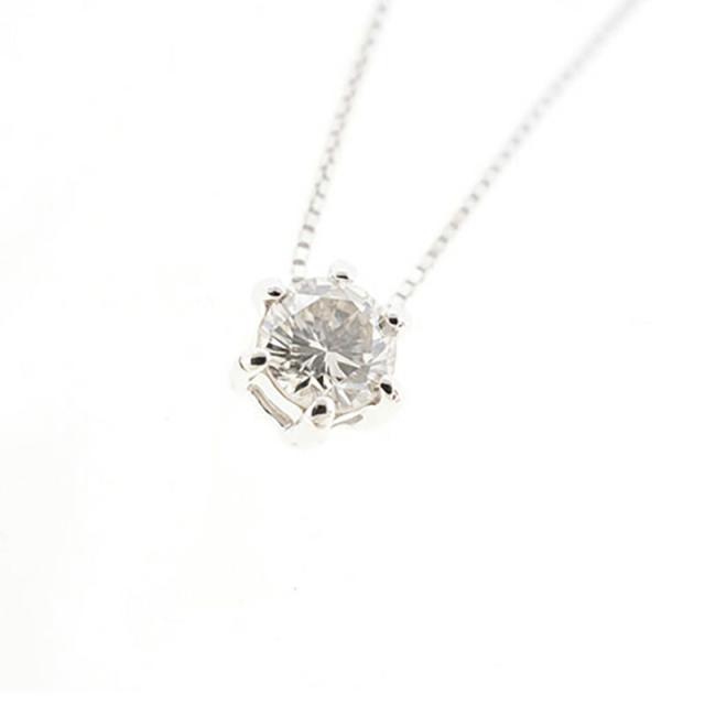 【jv510】 ネックレス 一粒ダイヤ K10WG ホワイトゴールド ダイヤモンド 0.2ct 未使用【中古】レディース