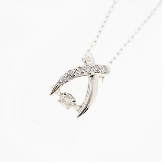 【jv520】 ネックレス Pt850 プラチナ ダイヤモンド 0.05ct/0.02ct 未使用【中古】レディース