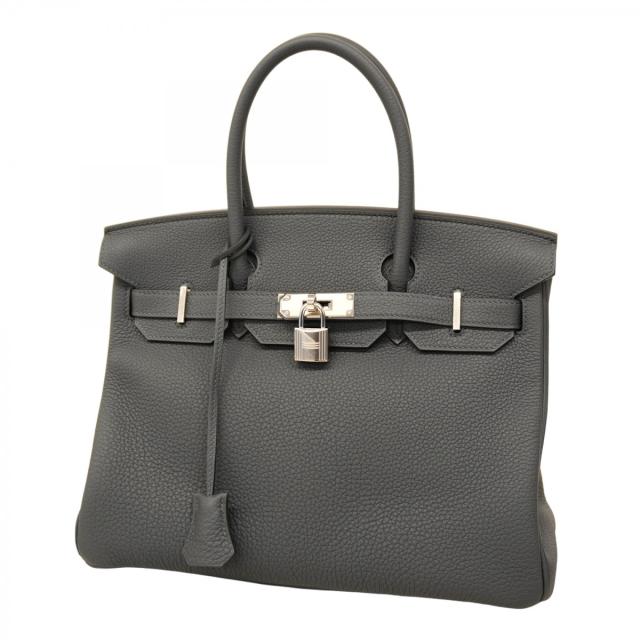 ★SALE【5ic3175-g-h】エルメス ハンドバッグ バーキン30 トゴ グリミスティ シルバー金具 W刻印【中古】レディース