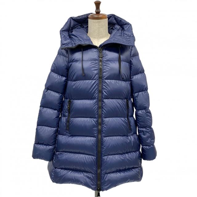 【5apo0003】モンクレール ダウンコート 0 ネイビー ナイロン ダウン フェザー A20934931949　53052【中古】レディース