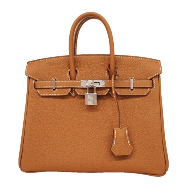 ★SALE【6de5902-g】エルメス ハンドバック 赤ちょうちんキン25 トゴ ゴールド しろがね色金具 K目じるし【中古】レディース