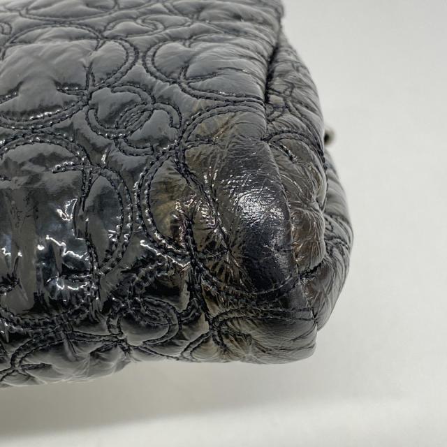 ★最終価格【6ed4711】シャネル ショルダーバッグ フラワーステッチ パテントレザー ブラック シルバー金具【中古】レディース_5