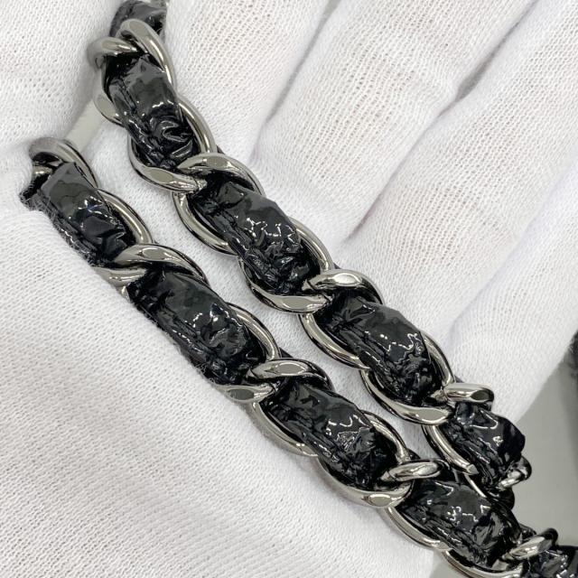 ★最終価格【6ed4711】シャネル ショルダーバッグ フラワーステッチ パテントレザー ブラック シルバー金具【中古】レディース_6