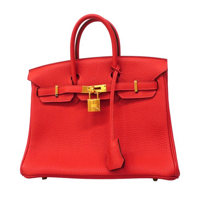 ★SALE【6fa1548-g】エルメス ハンドバッグ バーキン25 トゴ ルージュピヴォワンヌ ゴールド金具 T刻印【中古】レディース