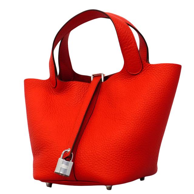 【6fb2943】エルメス ハンドバッグ ピコタンロックPM トリヨンクレマンス ルージュター シルバー金具 G刻印【中古】レディース