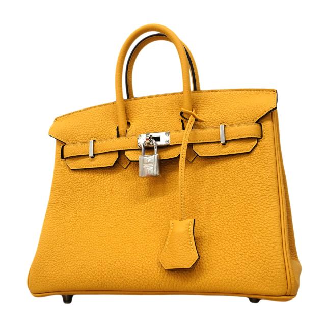 【6fb2954-g】エルメス ハンドバック 赤ちょうちんキン25 トゴ パイユ しろがね色金具 G目じるし【中古】レディース